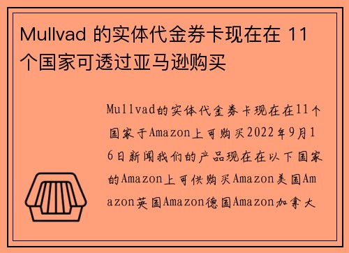 Mullvad 的实体代金券卡现在在 11 个国家可透过亚马逊购买 